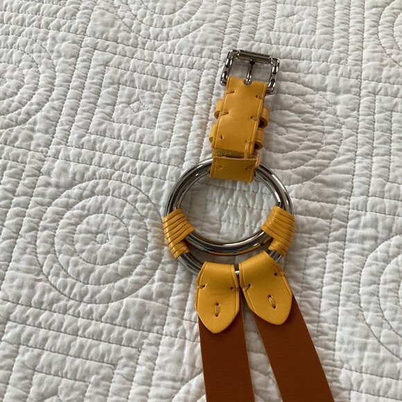 RALPH LAUREN Vachetta Leather Crescent O-Ring Equestrian TRI-STRAP Waist Belt Si - Picture 13 of 16